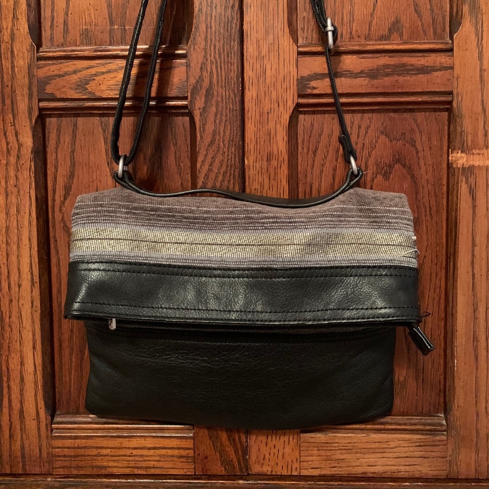 woman's bag black leather and silver by TOMS